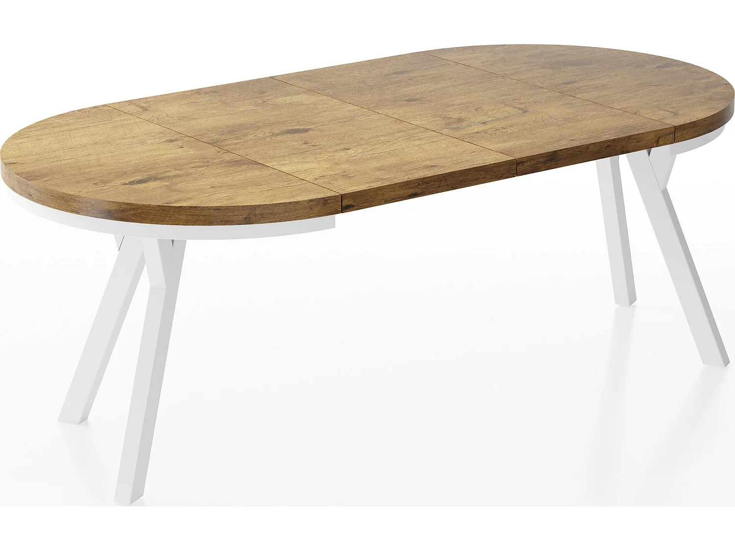 Table à Manger Extensible Ronde Designer - Style Loft, Peu Encombrant - Pieds Blanc - 100 à 200 cm - pour 5-10 personnes - Fabriqué en UE - Chêne Lancelot - 200 cm