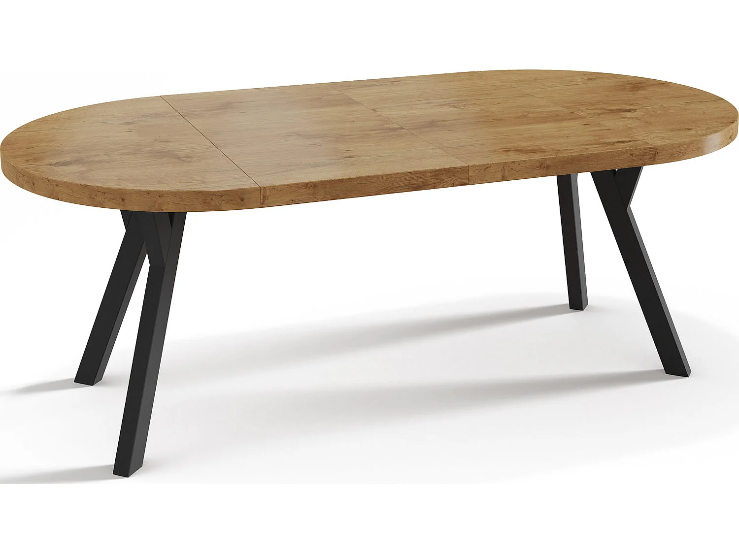 Designer Runder Ausziehbarer Esstisch - Loft-Stil, Platzsparend - Schwarze Beine - 90 bis 170 cm - für 4-8 Personen - Hergestellt in EU - Lancelot Eiche - 170 cm