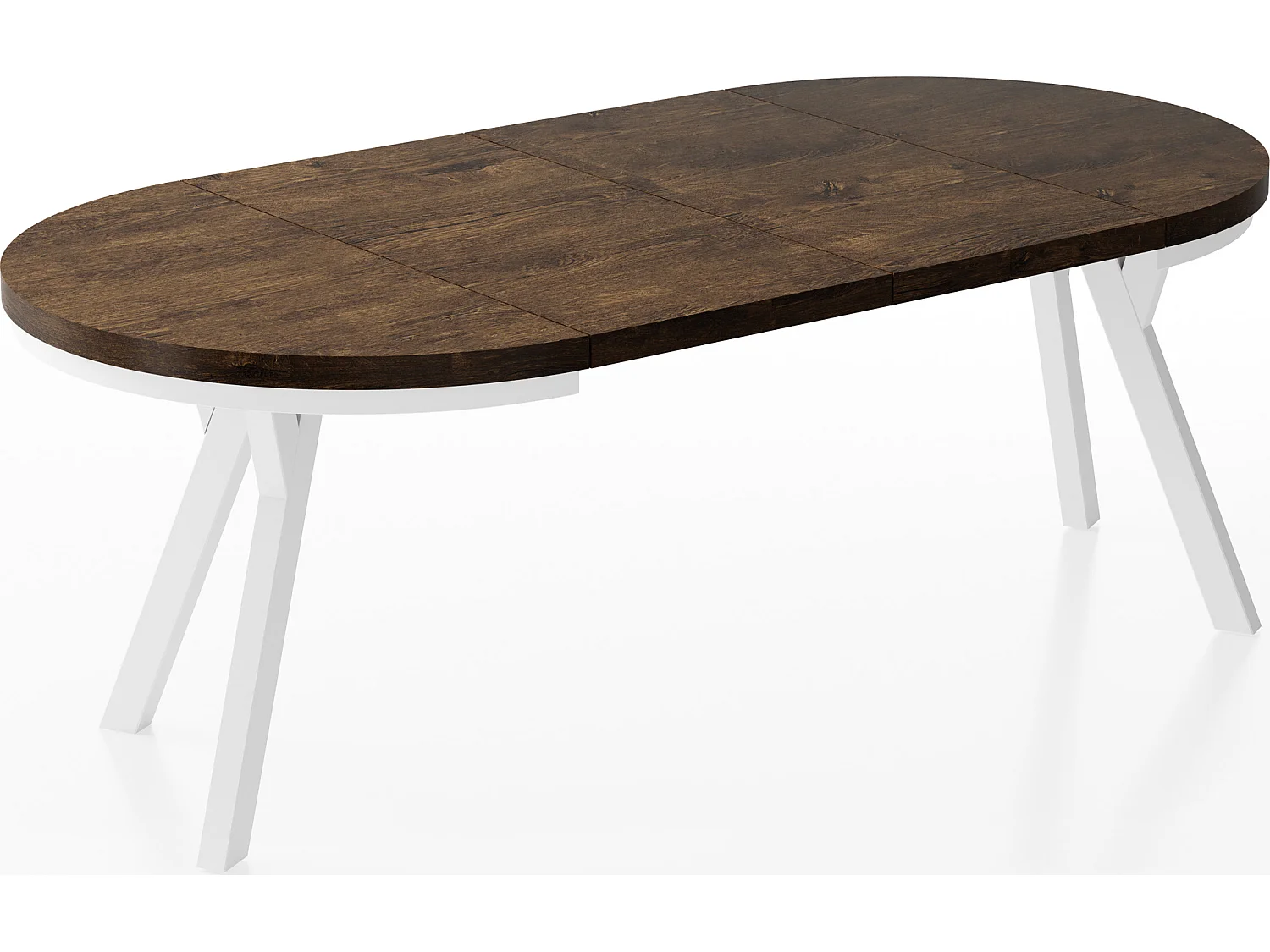 Table à Manger Extensible Ronde Designer - Style Loft, Peu Encombrant - Pieds Blanc - 100 à 200 cm - pour 5-10 personnes - Fabriqué en UE - Chêne Lefkas - 200 cm