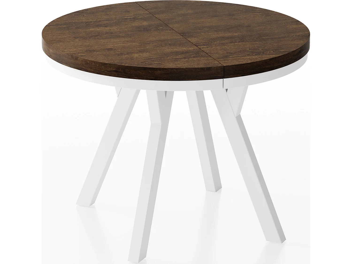 Table à Manger Extensible Ronde Designer - Style Loft, Peu Encombrant - Pieds Blanc - 100 à 200 cm - pour 5-10 personnes - Fabriqué en UE - Chêne Lefkas - 200 cm
