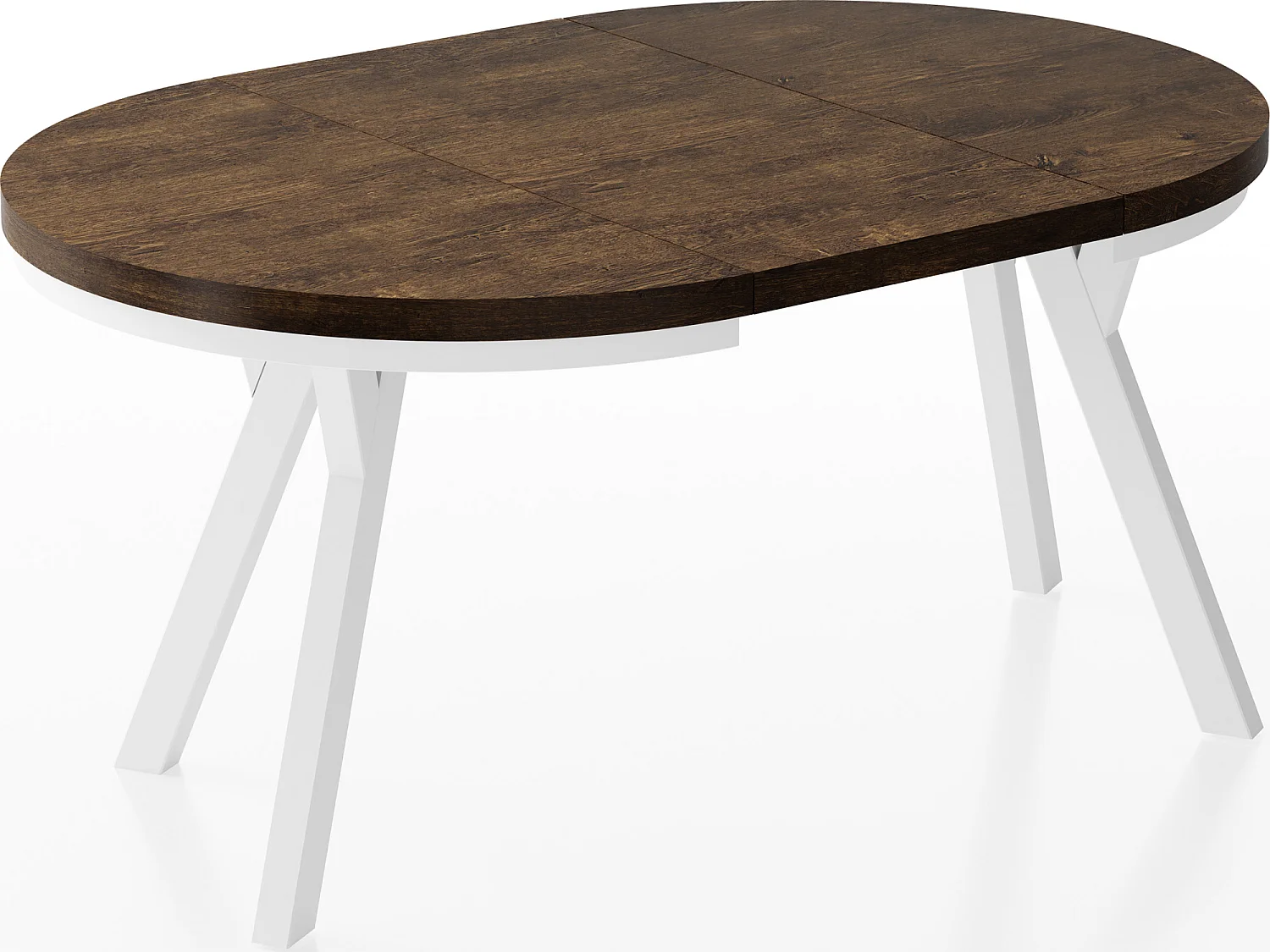 Table à Manger Extensible Ronde Designer - Style Loft, Peu Encombrant - Pieds Blancs - 100 à 150 cm - pour 5-8 personnes - Fabriqué en UE - Chêne Lefkas - 150 cm