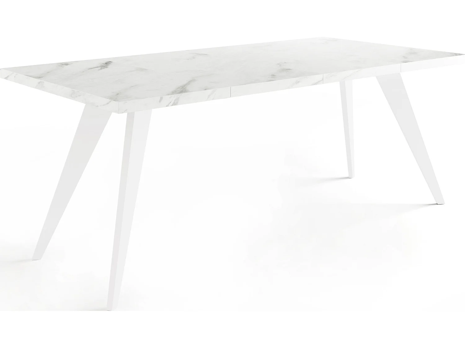 Table à Manger Carrée Extensible Quadro 100-200 cm - Table de Salle à Manger Industrielle avec Pieds Blancs pour 4-8 Personnes - Style Loft - Marbre Blanc
