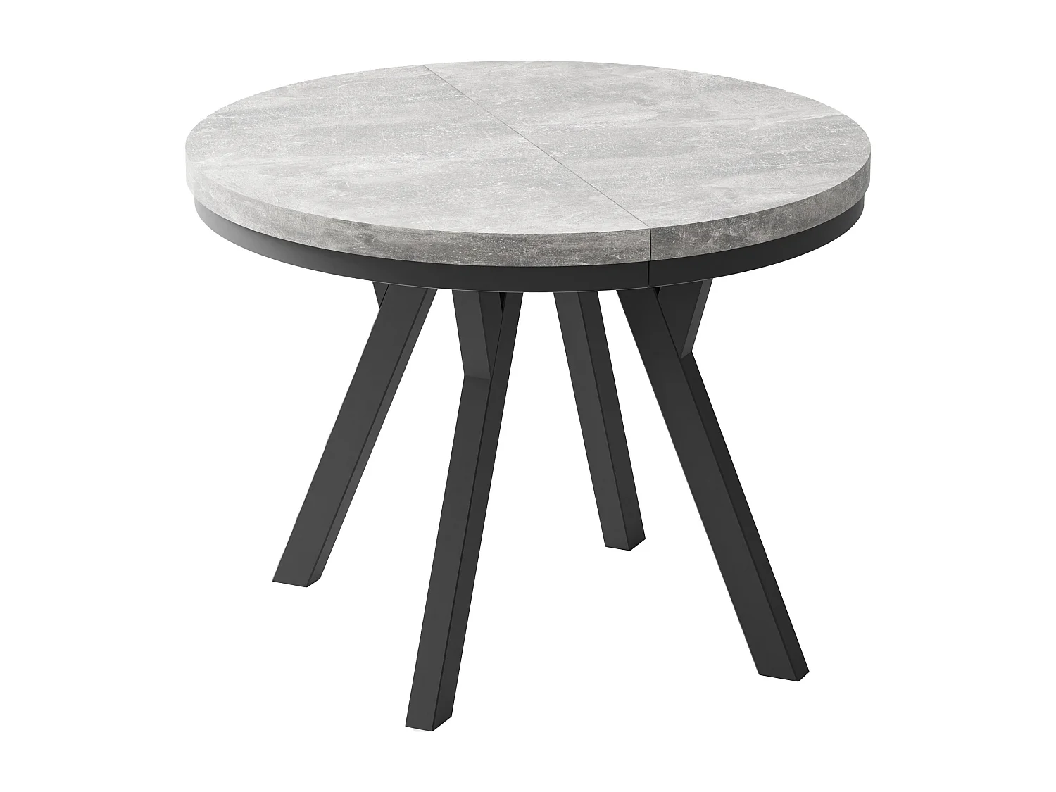 Table à Manger Extensible Ronde Designer - Style Loft, Peu Encombrant -  Pieds Noirs - 100 à 150 cm - Pour 5-8 personnes - Fabriqué en UE - Gris Béton - 150 cm