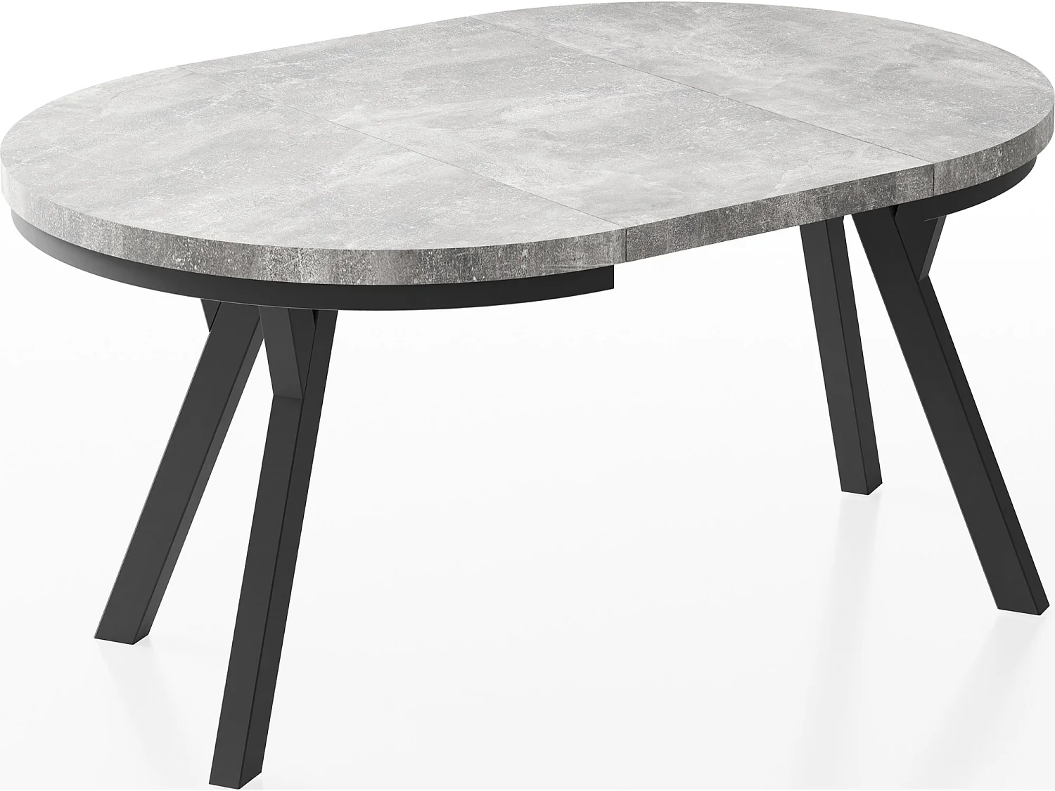 Table à Manger Extensible Ronde Designer - Style Loft, Peu Encombrant -  Pieds Noirs - 100 à 150 cm - Pour 5-8 personnes - Fabriqué en UE - Gris Béton - 150 cm