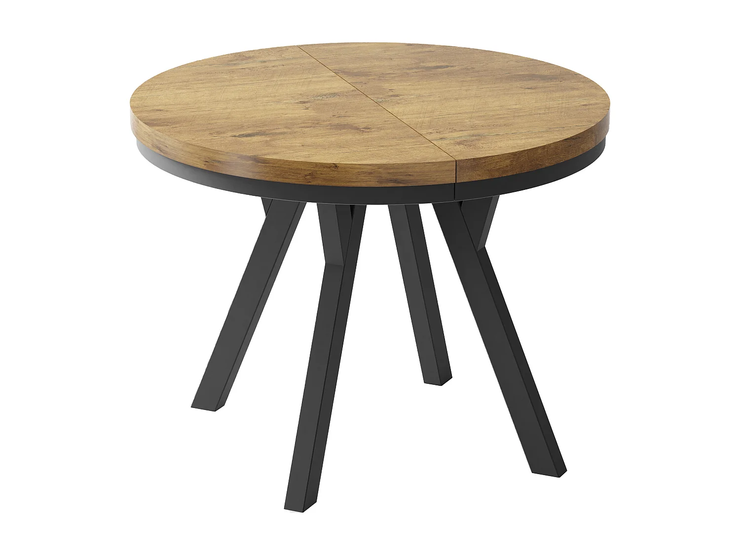 Table à Manger Extensible Ronde Designer - Style Loft, Peu Encombrant -  Pieds Noirs - 100 à 200 cm - Pour 5-10 personnes - Fabriqué en UE - Chêne Lancelot - 200 cm