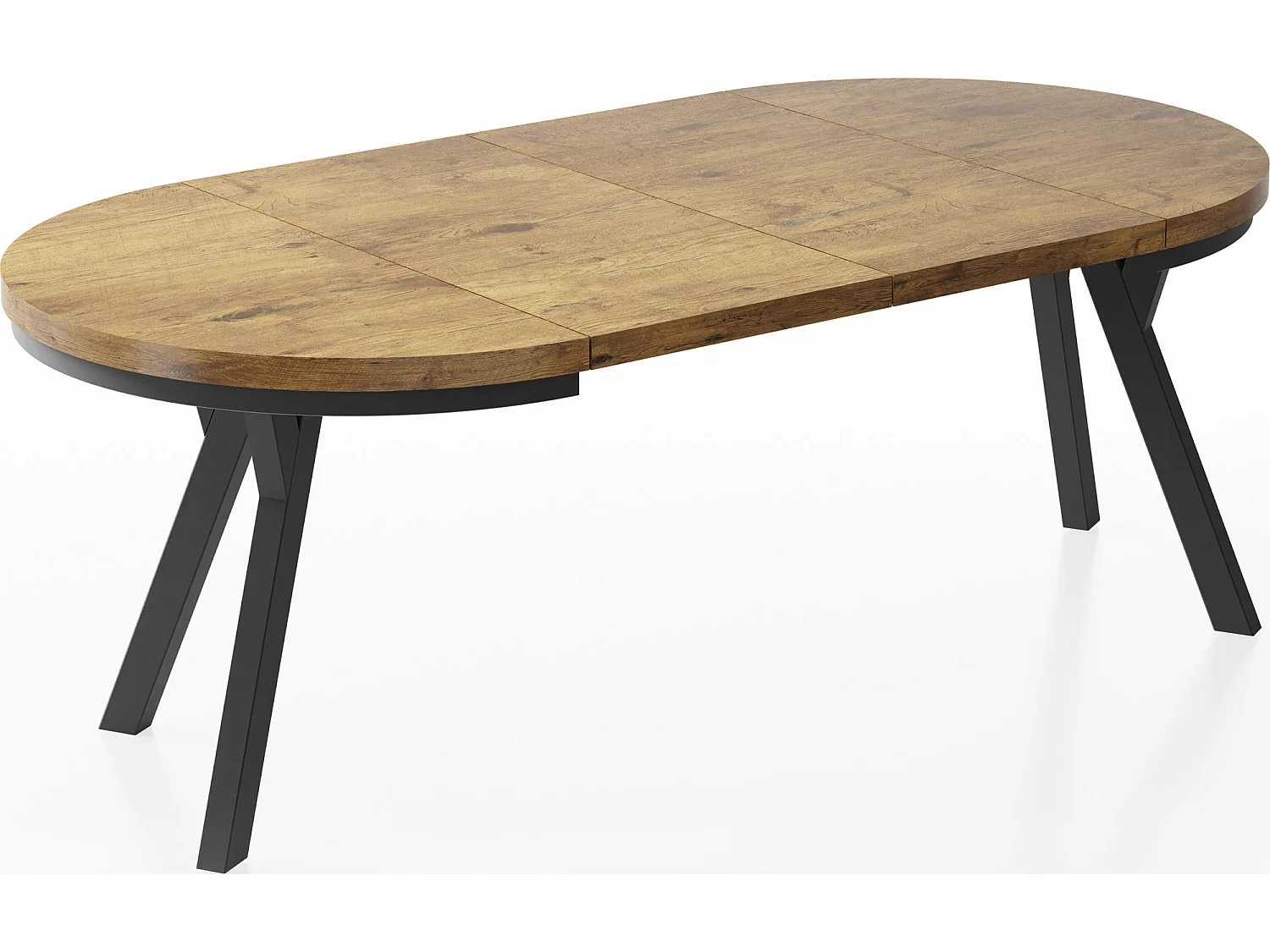 Table à Manger Extensible Ronde Designer - Style Loft, Peu Encombrant -  Pieds Noirs - 100 à 200 cm - Pour 5-10 personnes - Fabriqué en UE - Chêne Lancelot - 200 cm