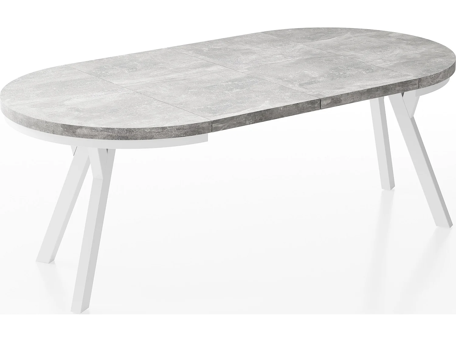 Table à Manger Extensible Ronde Designer - Style Loft, Peu Encombrant - Pieds Blanc - 90 à 170 cm - pour 4-8 personnes - Fabriqué en UE - Gris Béton - 170 cm