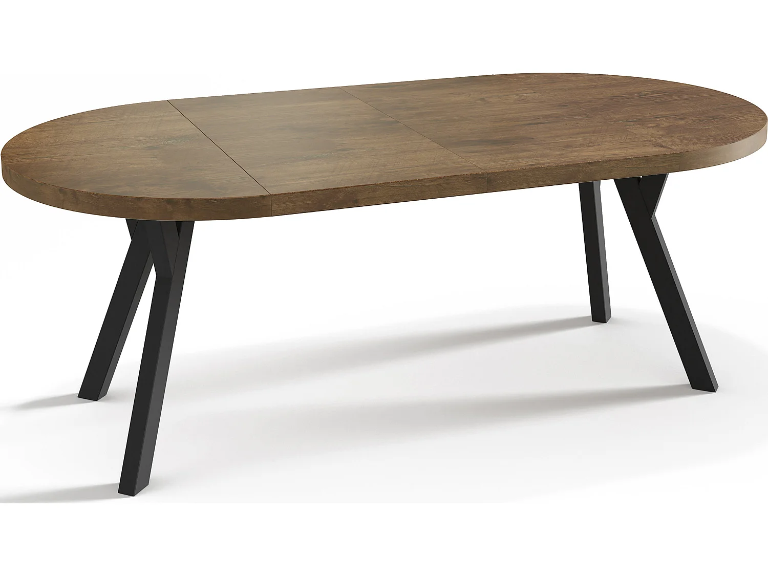 Designer Runder Ausziehbarer Esstisch - Loft-Stil, Platzsparend - Schwarze Beine - 90 bis 170 cm - für 4-8 Personen - Hergestellt in EU - Lefkas Eiche - 170 cm