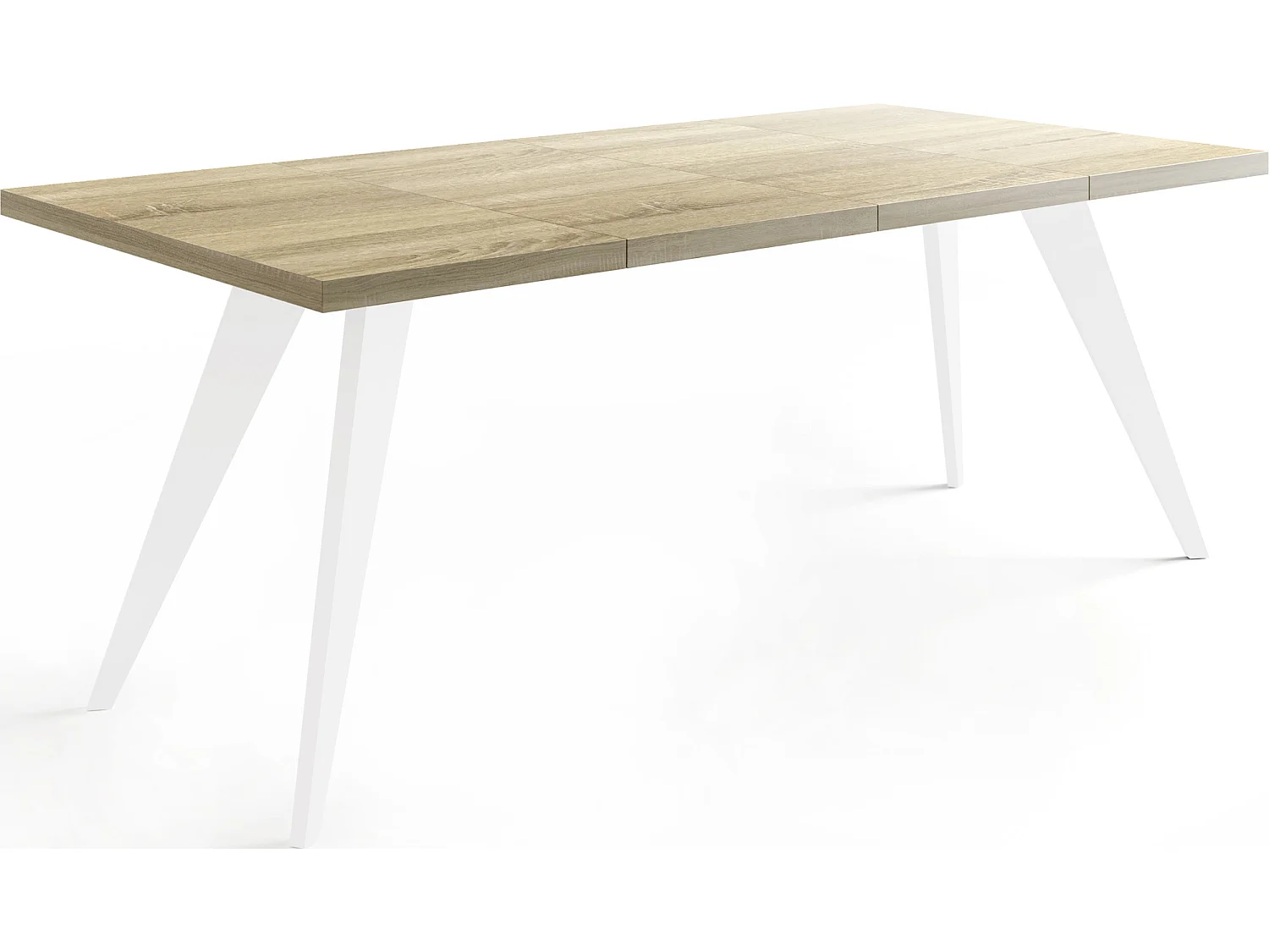 Table à Manger Carrée Extensible Quadro 100-200 cm - Table de Salle à Manger Industrielle avec Pieds Blancs pour 4-8 Personnes - Style Loft - Chêne Sonoma