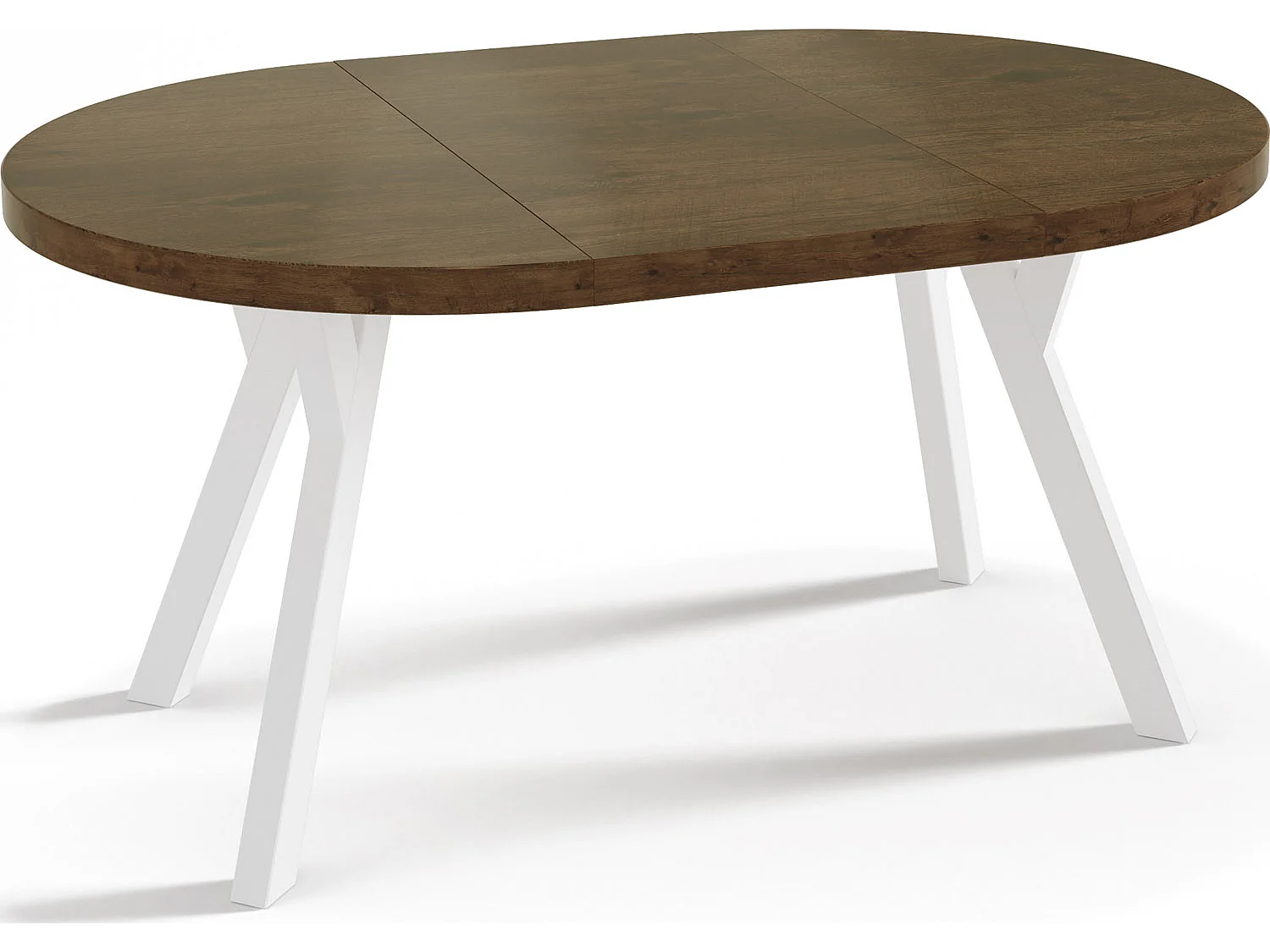 Table à Manger Extensible Ronde Designer - Style Loft, Peu Encombrant - Pieds Blancs - 100 à 150 cm - pour 5-8 personnes - Fabriqué en UE - Chêne Lefkas - 150 cm