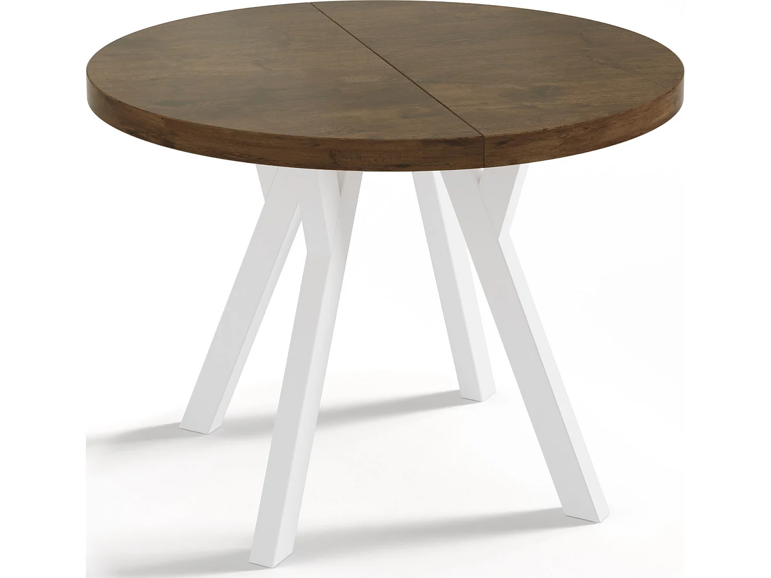 Table à Manger Extensible Ronde Designer - Style Loft, Peu Encombrant - Pieds Blancs - 100 à 150 cm - pour 5-8 personnes - Fabriqué en UE - Chêne Lefkas - 150 cm