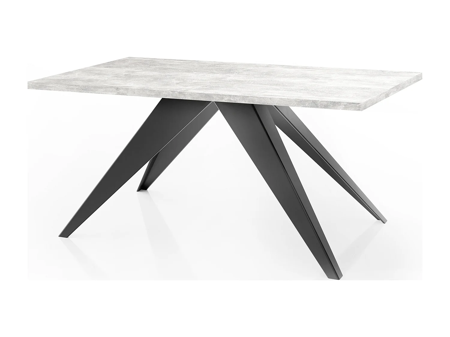 Table à Manger Vance Style Moderne - Table Rectangulaire Extensible de 140 à 240 cm, Pieds en Métal Noir Revêtement Poudre - 140 x 80 cm - Béton Gris