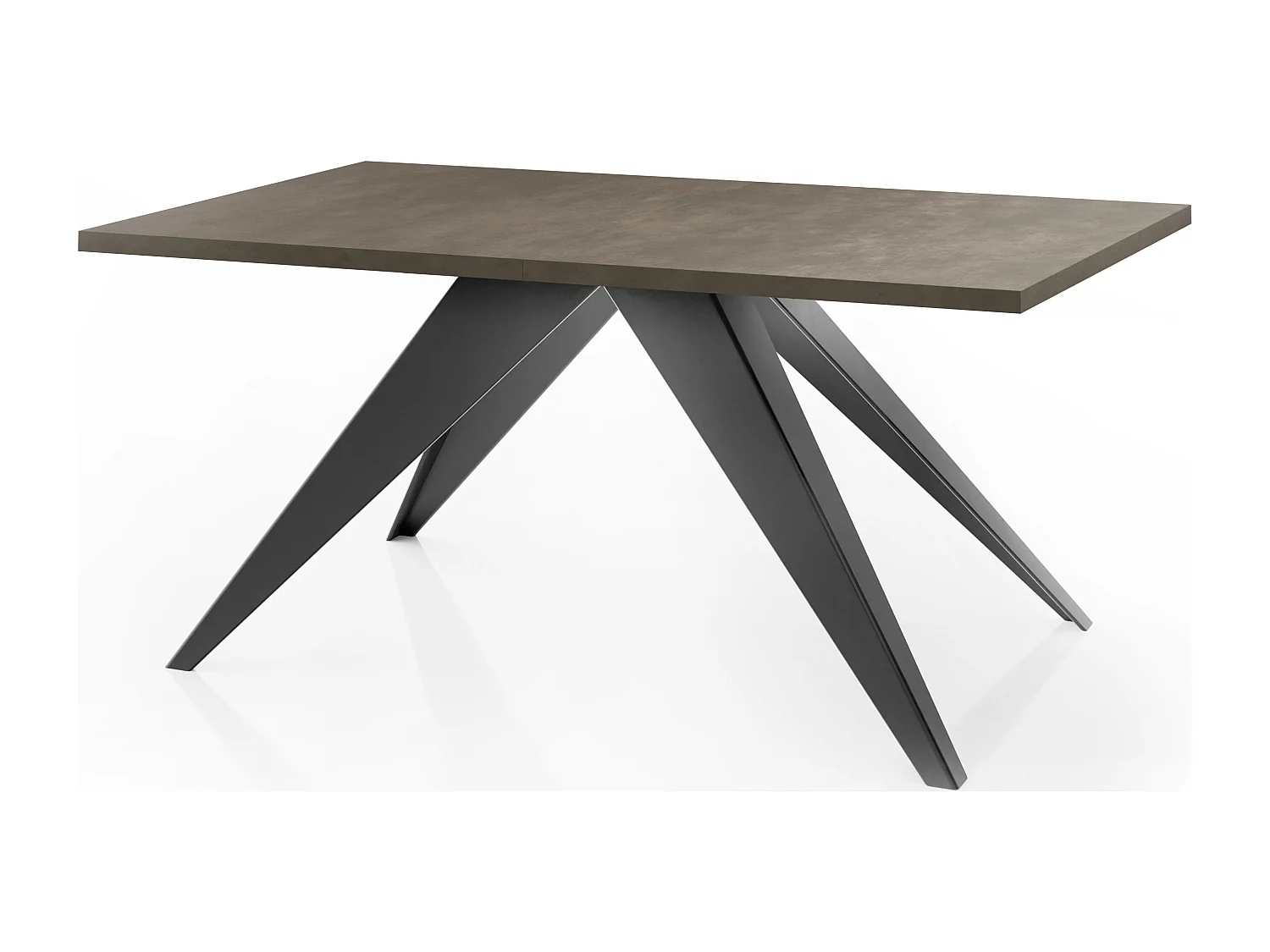 Table à Manger Vance Style Moderne - Table Rectangulaire Extensible de 160 à 260 cm, Pieds en Métal Noir Revêtement Poudre - 160 x 90 cm - Béton Gris Chicago