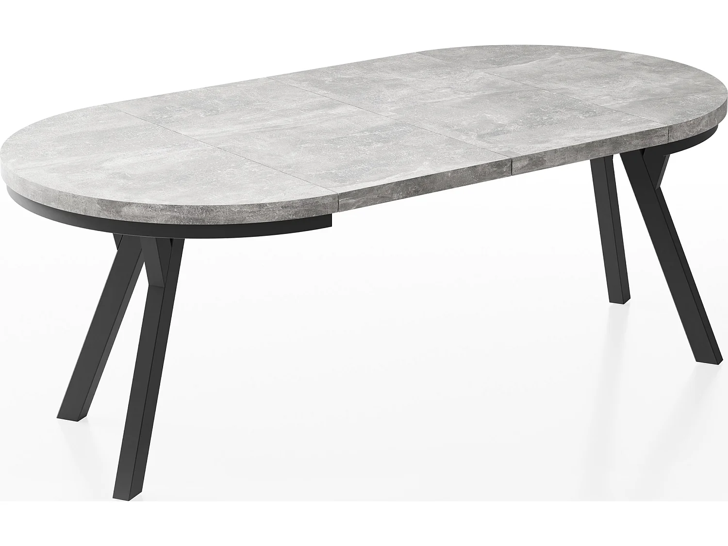 Table à Manger Extensible Ronde Designer - Style Loft, Peu Encombrant -  Pieds Noirs - 100 à 200 cm - Pour 5-10 personnes - Fabriqué en UE - Gris Béton - 200 cm