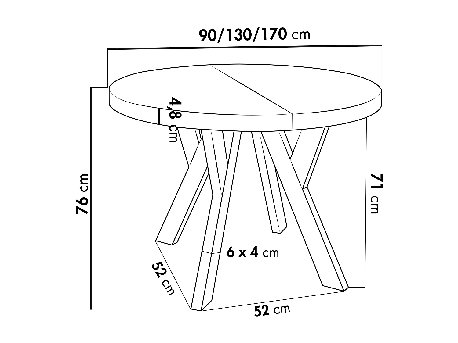 Designer Runder Ausziehbarer Esstisch - Loft-Stil, Platzsparend - Schwarze Beine - 90 bis 170 cm - für 4-8 Personen - Hergestellt in EU - Marmor Weiß - 170 cm
