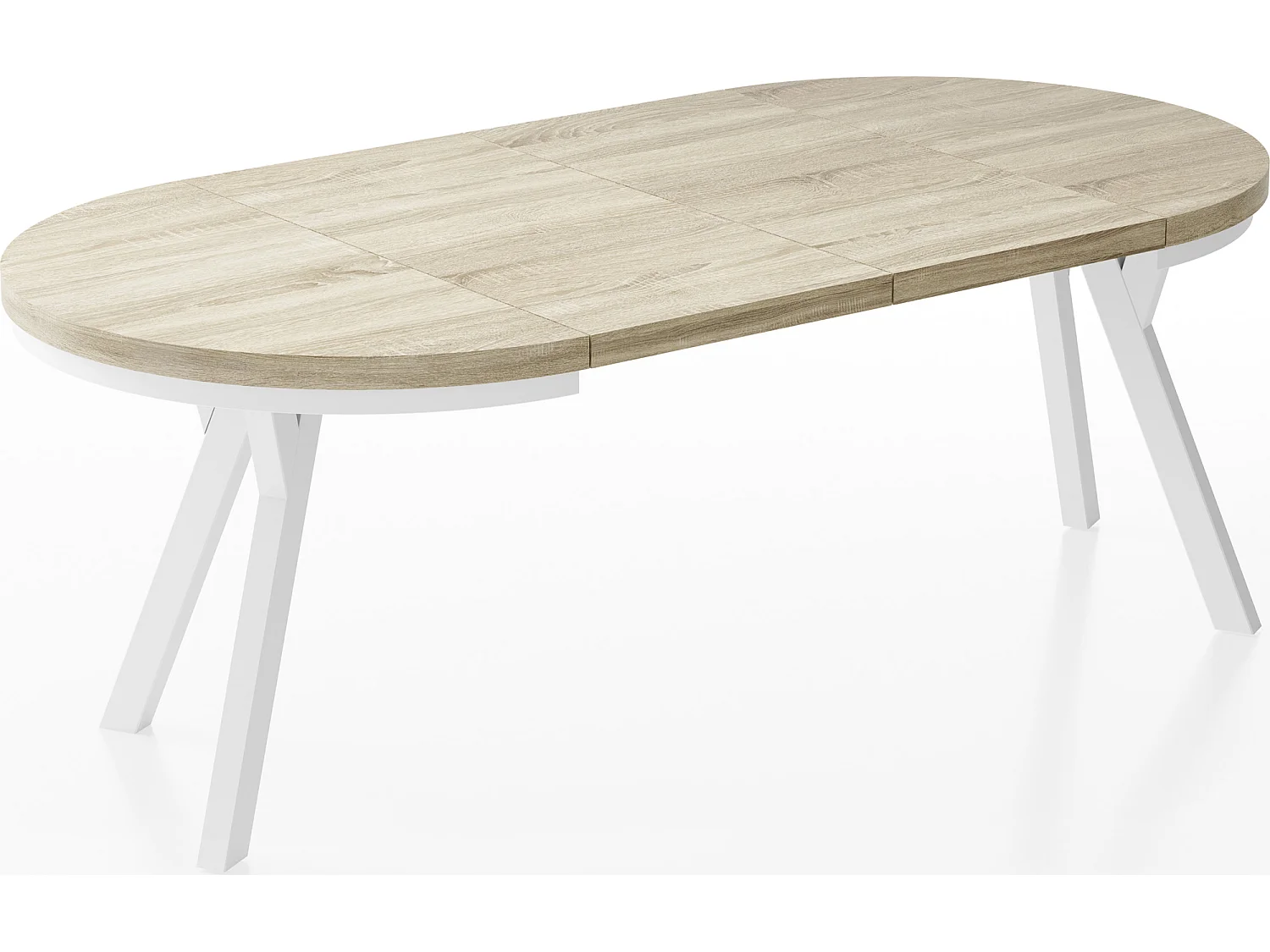 Table à Manger Extensible Ronde Designer - Style Loft, Peu Encombrant -  Pieds Blanc - 90 à 170 cm - Pour 4-8 personnes - Fabriqué en UE - Chêne Sonoma - 170 cm