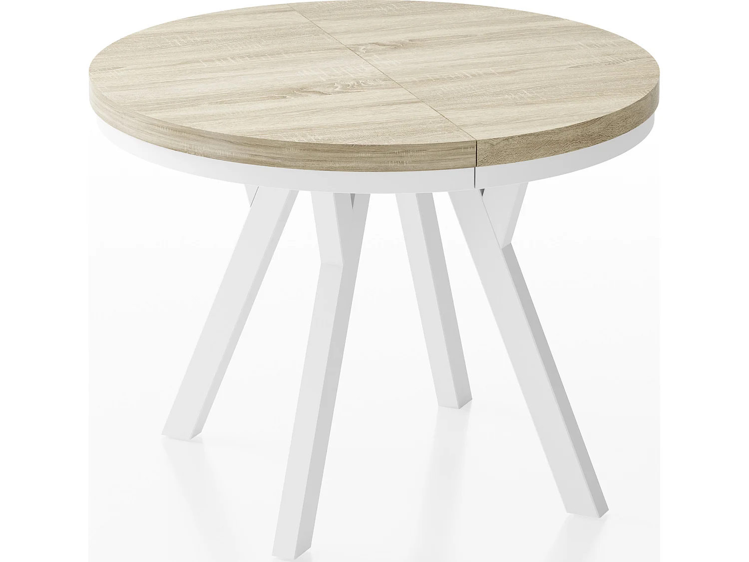 Table à Manger Extensible Ronde Designer - Style Loft, Peu Encombrant -  Pieds Blanc - 90 à 170 cm - Pour 4-8 personnes - Fabriqué en UE - Chêne Sonoma - 170 cm