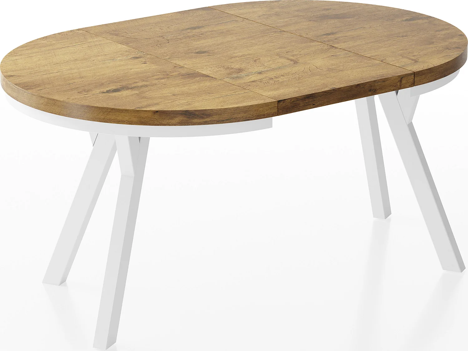 Table à Manger Extensible Ronde Designer - Style Loft, Peu Encombrant - Pieds Blanc - 100 à 150 cm - pour 5-8 personnes - Fabriqué en UE - Chêne Lancelot - 150 cm