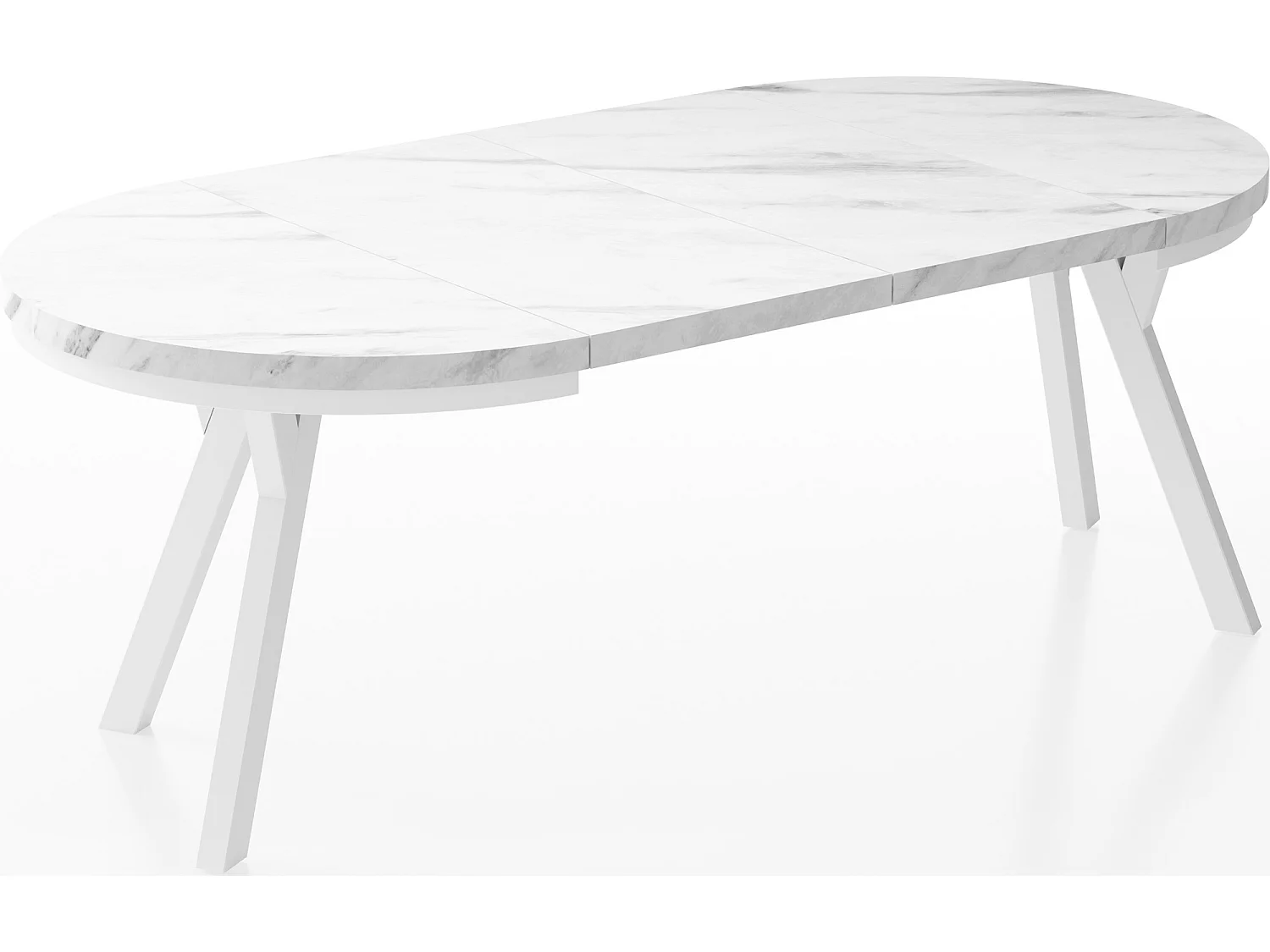 Table à Manger Extensible Ronde Designer - Style Loft, Peu Encombrant -  Pieds Blanc - 90 à 170 cm - Pour 4-8 personnes - Fabriqué en UE - Marbre Blanc - 170 cm