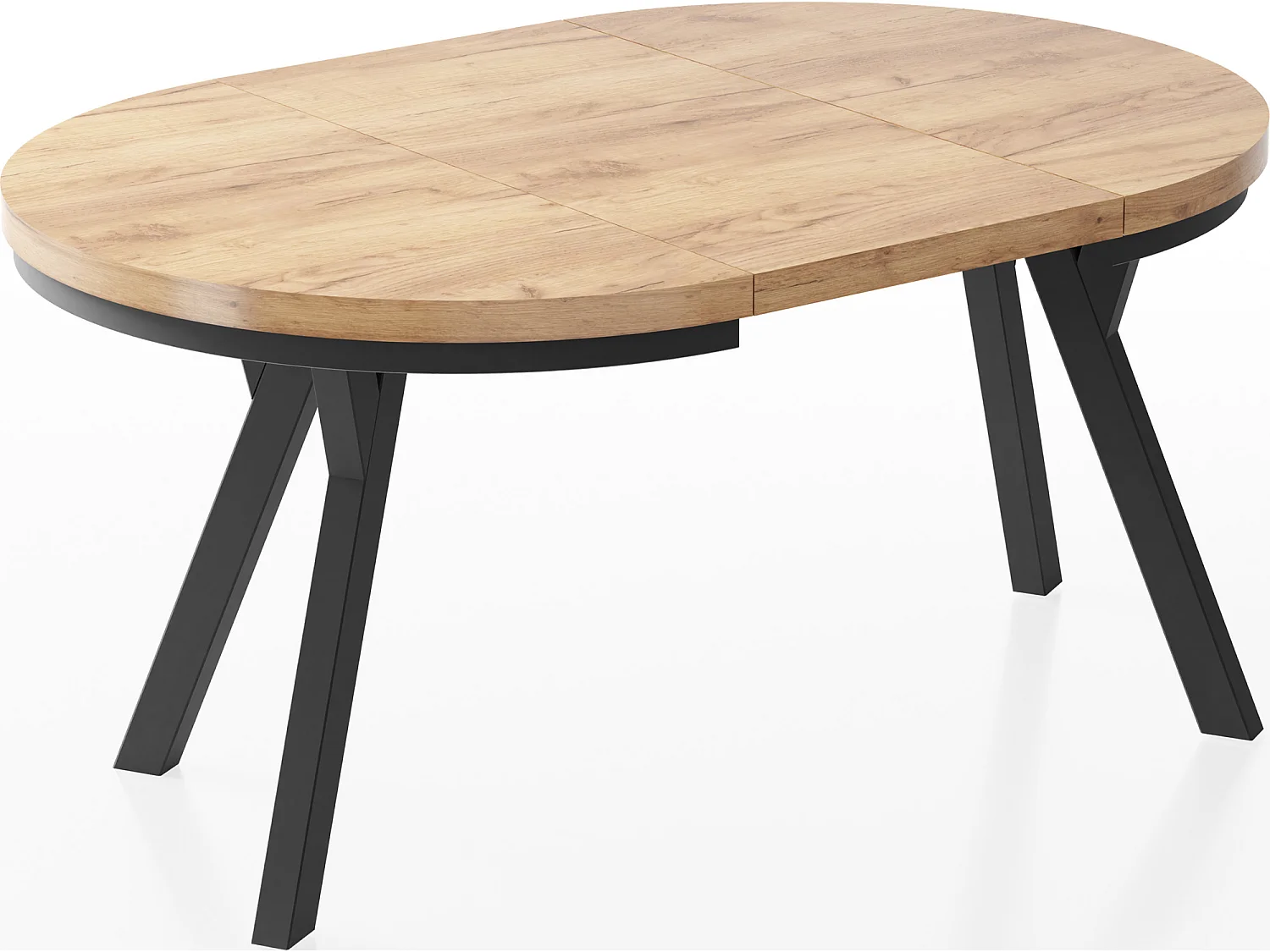 Table à Manger Extensible Ronde Designer - Style Loft, Peu Encombrant -  Pieds Noirs - 100 à 150 cm - Pour 5-8 personnes - Fabriqué en UE - Chêne Wotan - 150 cm