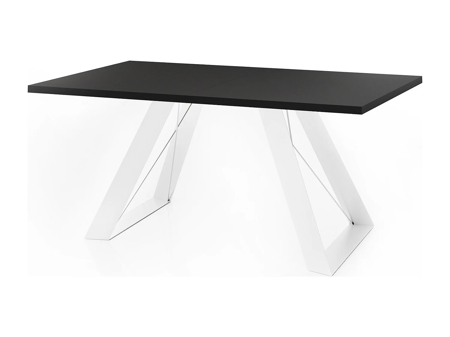 Table à Manger Rectangulaire Extensible avec Cadre Métallique Noir – Table Économiseuse d'Espace Style Loft pour Salon – Blanc avec Pieds Métalliques Noirs – 160...