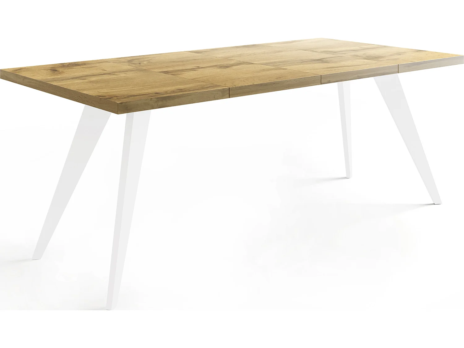 Table à Manger Carrée Extensible Quadro 100-150 cm - Table de Salle à Manger Industrielle avec Pieds Blancs pour 4-6 Personnes - Style Loft - Chêne Wotan