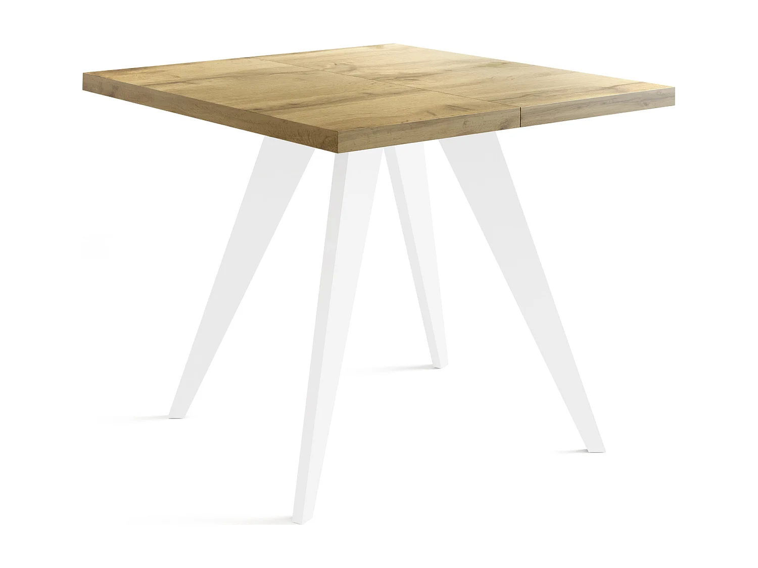 Table à Manger Carrée Extensible Quadro 100-150 cm - Table de Salle à Manger Industrielle avec Pieds Blancs pour 4-6 Personnes - Style Loft - Chêne Wotan