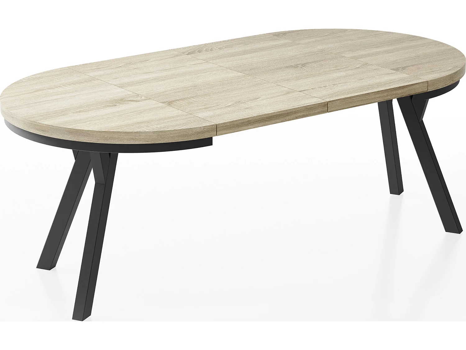 Table à Manger Ronde Extensible Designer - Style Loft, Peu Encombrant -  Pieds Noirs - 90 à 170 cm - Pour 4-8 personnes - Fabriqué en UE - Chêne Sonoma - 170 cm