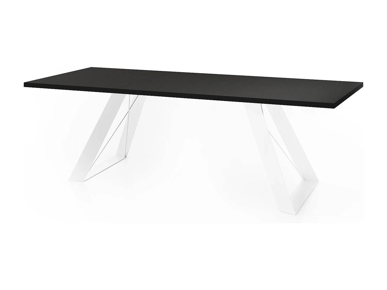 Table à Manger Rectangulaire Extensible avec Cadre Métallique Noir – Table Économiseuse d'Espace Style Loft pour Salon – Blanc avec Pieds Métalliques Noirs – 160...