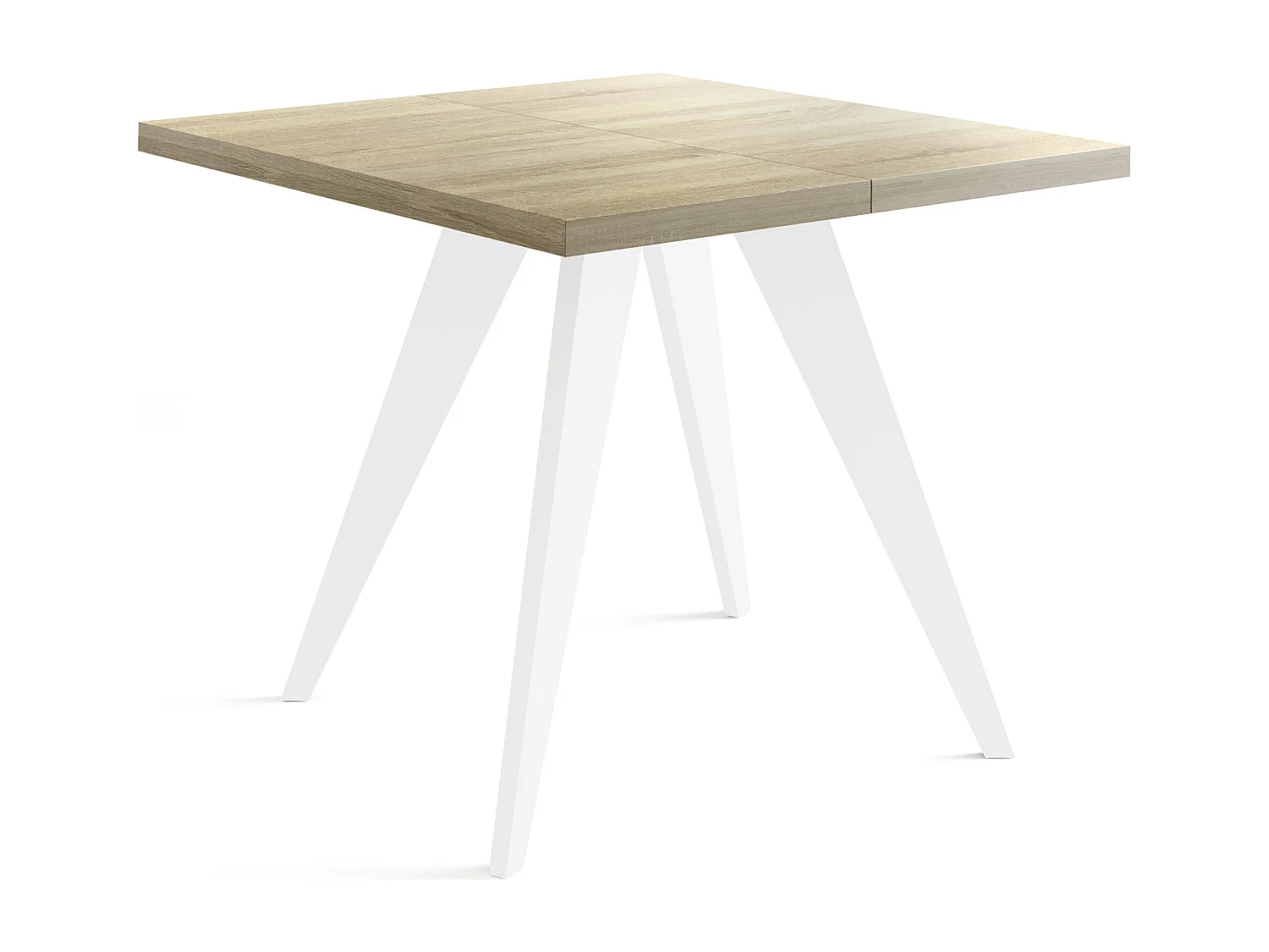 Table à Manger Carrée Extensible Quadro 100-150 cm - Table de Salle à Manger Industrielle avec Pieds Blancs pour 4-6 Personnes - Style Loft - Chêne Sonoma