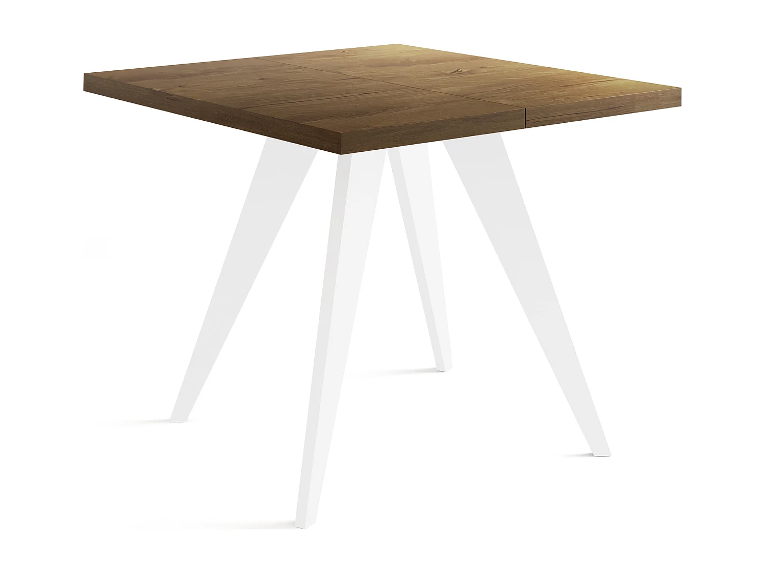 Table à Manger Carrée Extensible Quadro 100-200 cm - Table de Salle à Manger Industrielle avec Pieds Blancs pour 4-8 Personnes - Style Loft - Chêne Lefkas