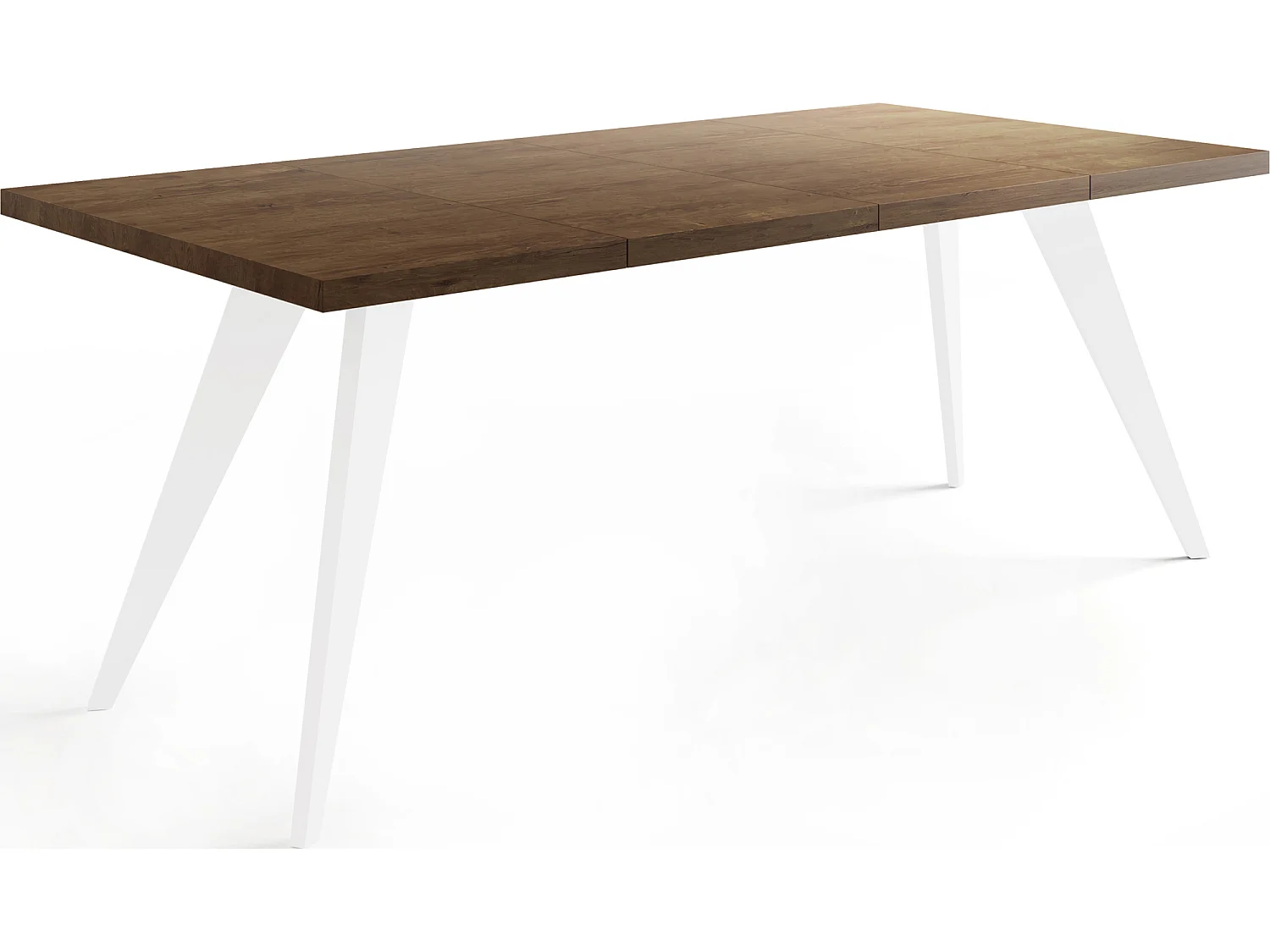 Table à Manger Carrée Extensible Quadro 100-200 cm - Table de Salle à Manger Industrielle avec Pieds Blancs pour 4-8 Personnes - Style Loft - Chêne Lefkas