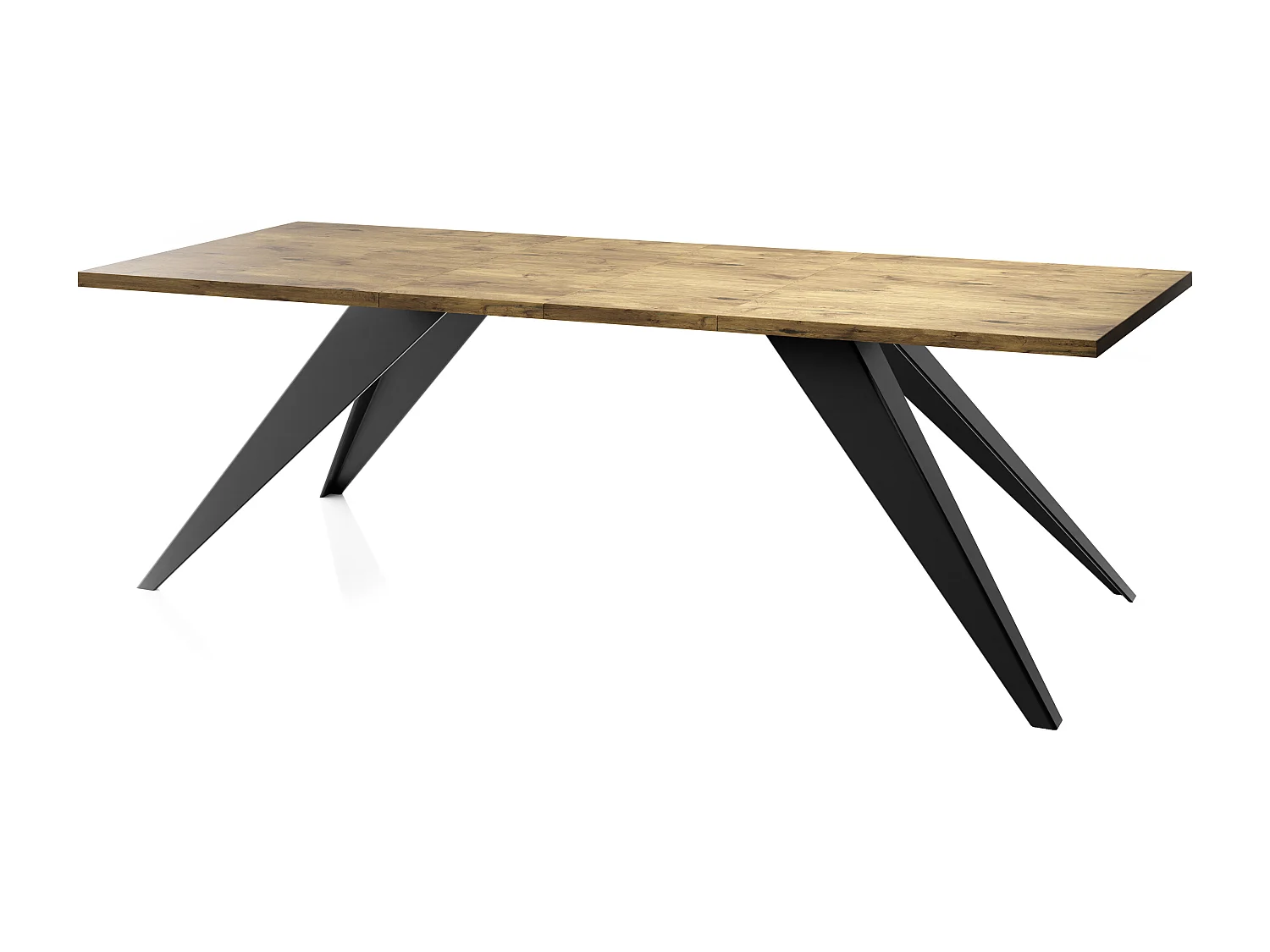 Table à Manger Vance Style Moderne - Table Rectangulaire Extensible de 160 à 260 cm, Pieds en Métal Noir Revêtement Poudre - 160 x 90 cm - Chêne Lancelot