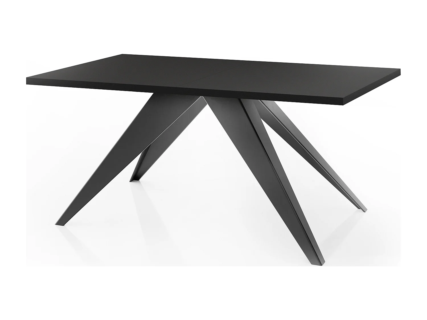 Table à Manger Vance Style Moderne - Table Rectangulaire Extensible de 160 à 260 cm, Pieds en Métal Noir Revêtement Poudre - 160 x 90 cm - Noir