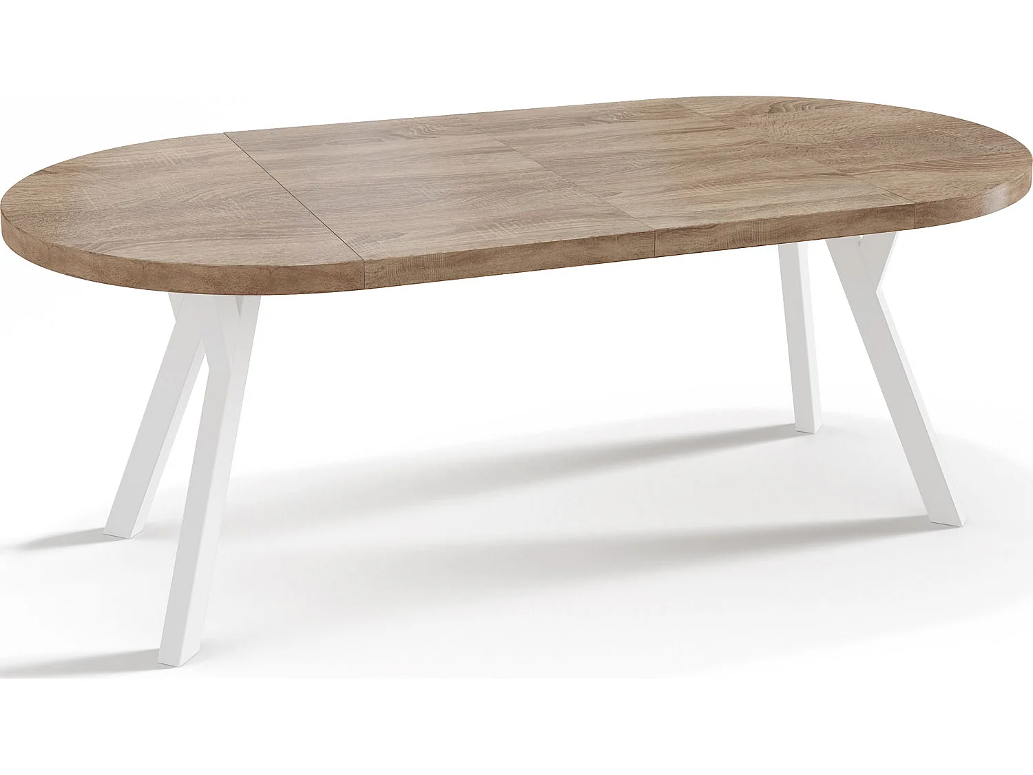 Table à Manger Extensible Ronde Designer - Style Loft, Peu Encombrant-  Pieds Blanc - 100 à 200 cm - Pour 5-10 personnes - Fabriqué en UE - Chêne Sonoma - 200 cm