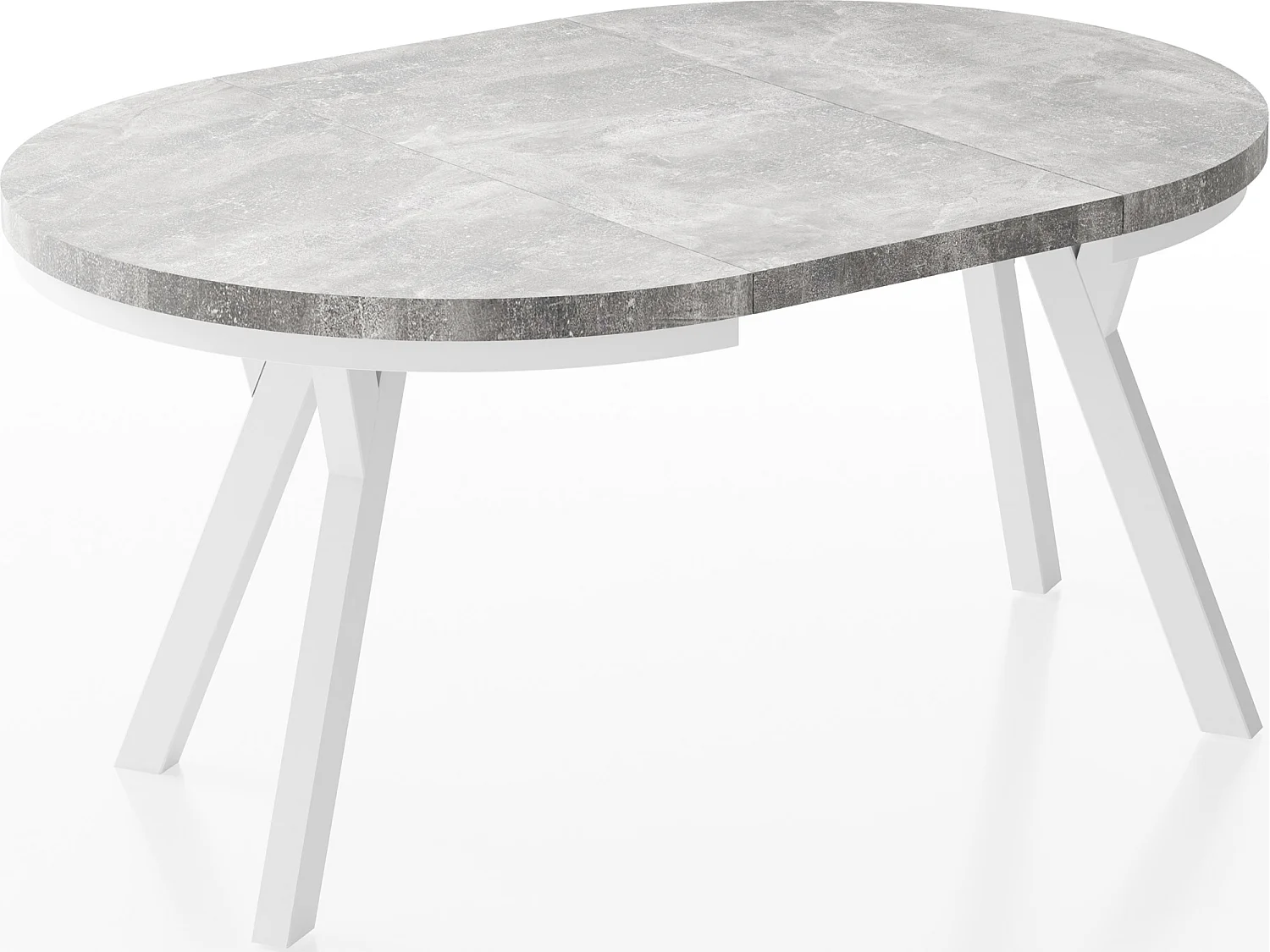 Table à Manger Extensible Ronde Designer - Style Loft, Peu Encombrant - Pieds Blanc - 100 à 150 cm - pour 5-8 personnes - Fabriqué en UE - Gris Béton - 150 cm