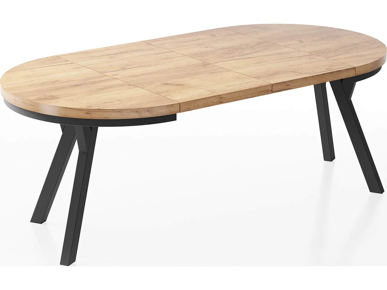 Table à Manger Ronde Extensible Designer - Style Loft, Peu Encombrant -  Pieds Noirs - 90 à 170 cm - Pour 4-8 personnes - Fabriqué en UE - Chêne Wotan - 170 cm