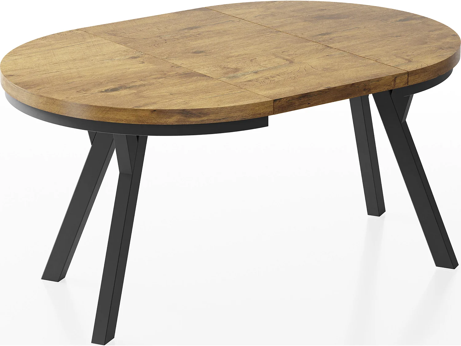 Table à Manger Extensible Ronde Designer - Style Loft, Peu Encombrant -  Pieds Noirs - 100 à 150 cm - Pour 5-8 personnes - Fabriqué en UE - Chêne Lancelot - 150 cm