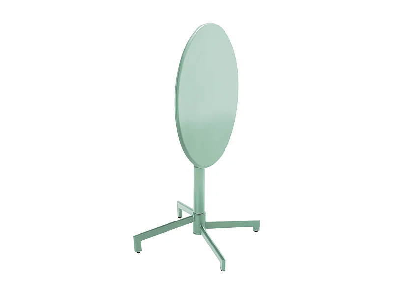 Table de jardin ronde bistrot avec plateau rabattable vert sauge - Palavas