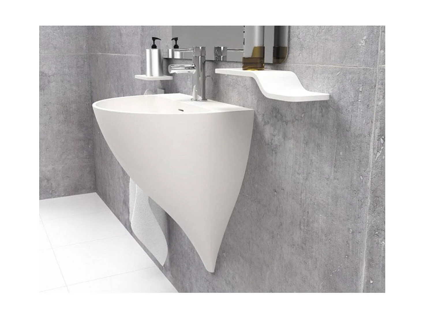 Lave-mains suspendu design KALIYA 50 cm en sanydur