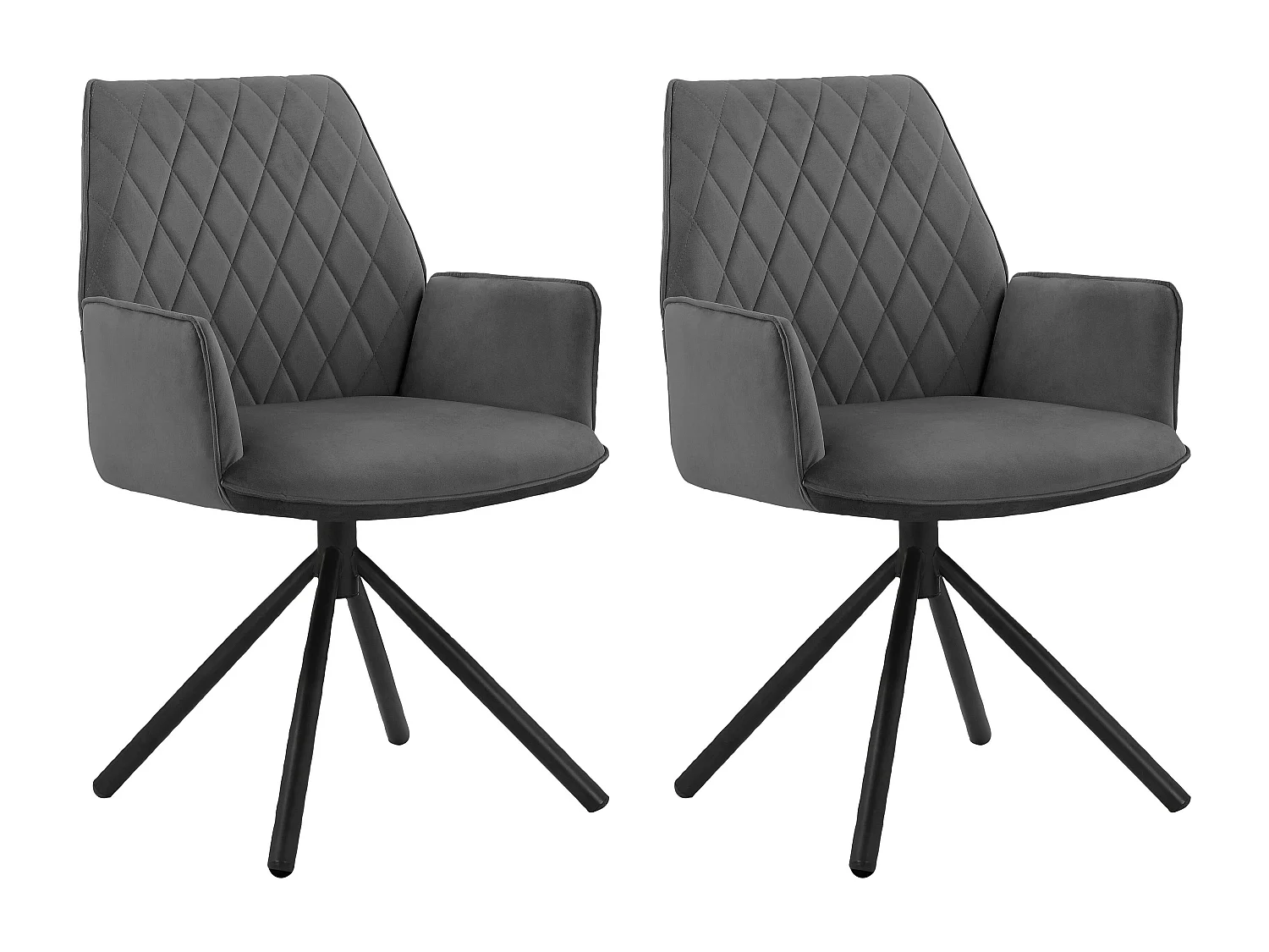 Preston|Chaise de salle à manger 2 Pack en tissu Anthracite