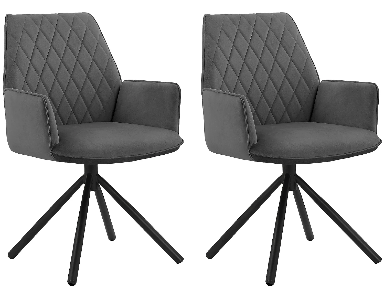 Preston|Chaise de salle à manger 2 Pack en tissu Anthracite