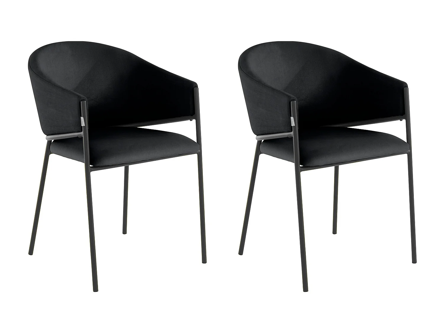 Martha|Lot de 2 chaises de salle à manger en tissu noir