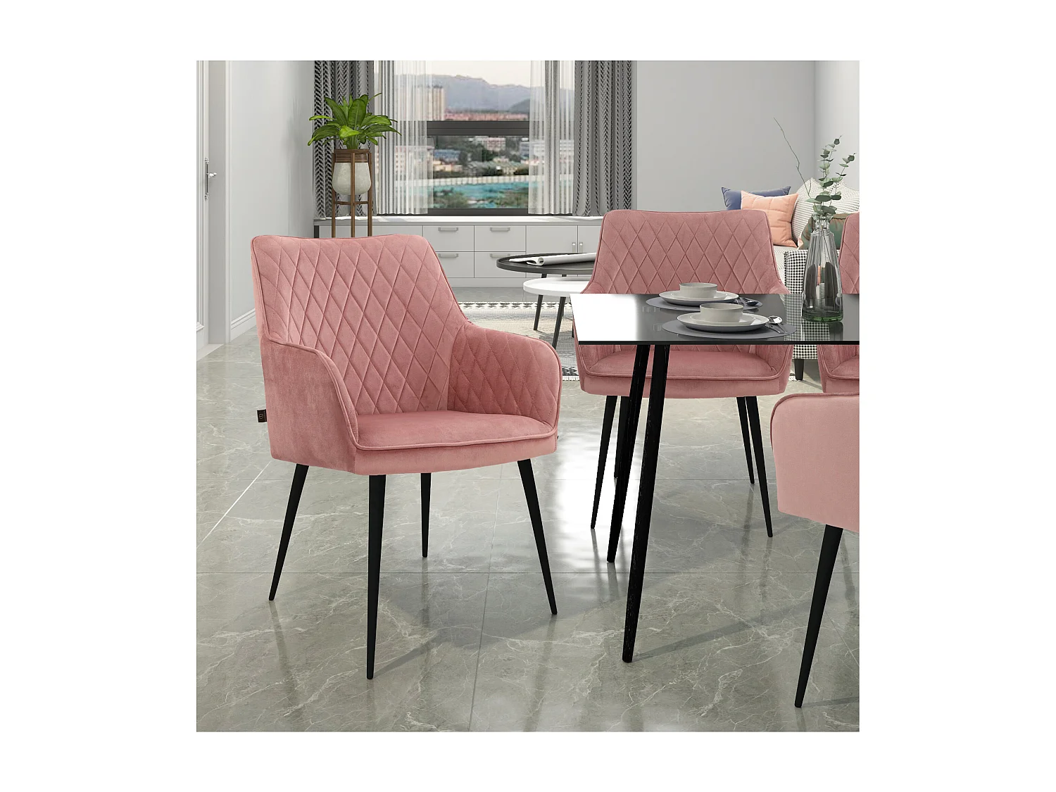 Elvira|Lot de 2 fauteuil en velours rose