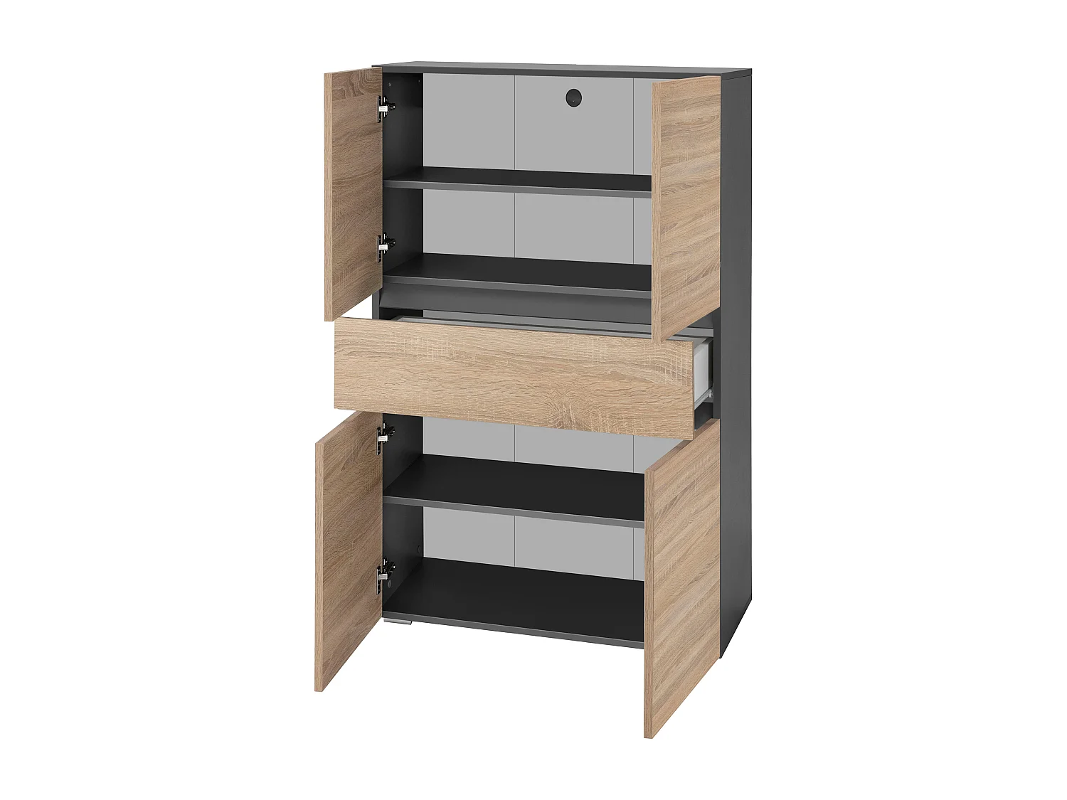 Wisla  | Meuble de salle de bain avec 4 portes 1 tiroir en aspect chêne anthracite