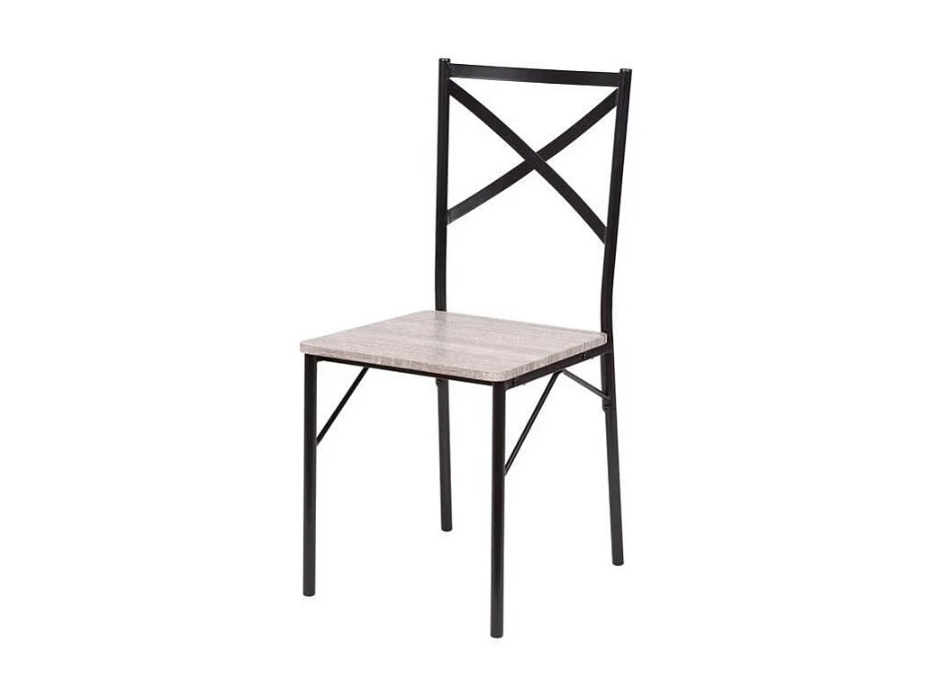 Ensemble Table et Chaises Country Moderne en MDF Finition PVC - Gris et Noir