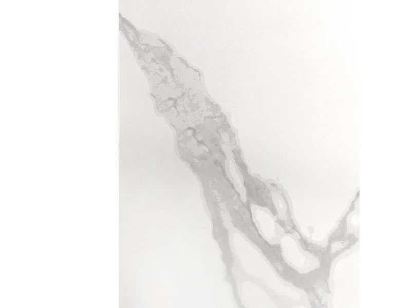 Table basse 130 cm céramique blanc pied croix métal beige - LIVANO