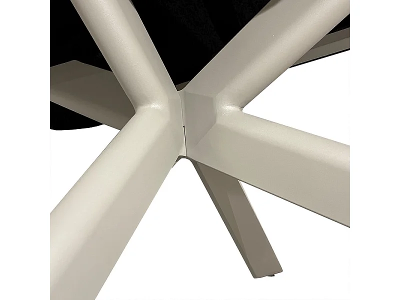 Table basse 130 cm céramique blanc pied croix métal beige - LIVANO