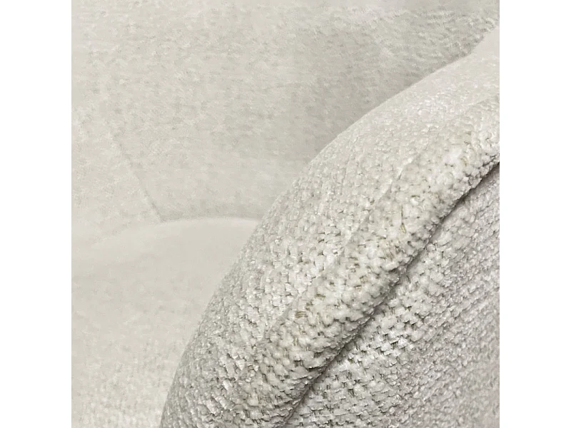 Fauteuil pivotant 360° tissu doux écru et pied en métal noir - EDWARD