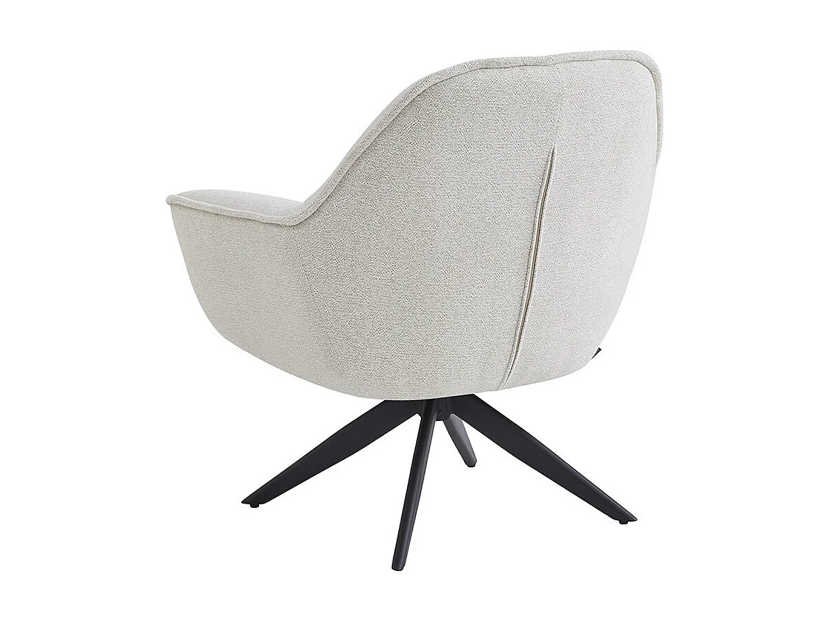 Fauteuil pivotant 360° tissu doux écru et pied en métal noir - EDWARD